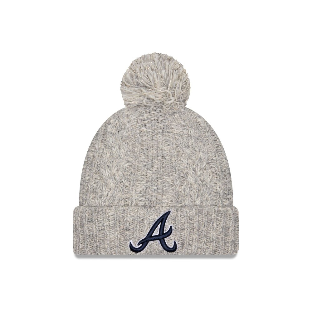 New Era Atlanta Braves Shimmer Pom Knit Hat - One Size